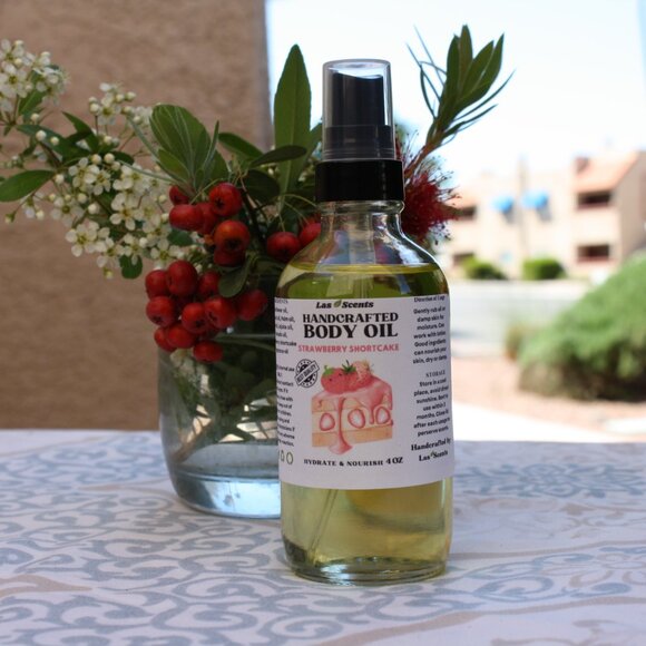 Handcrafted Strawberry Shortcake Body Oil Body Juice Mist Sprayer Skin Care - Picture 13 of 15